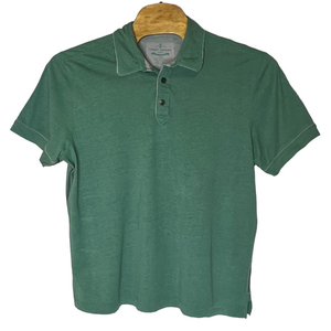 Tommy Bahama Green Polo with Metal Buttons and Raw Edge Size‎ XL 100% Cotton